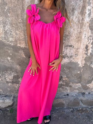 SYBIL | BOW STRAP U-NECK MAXI JURK