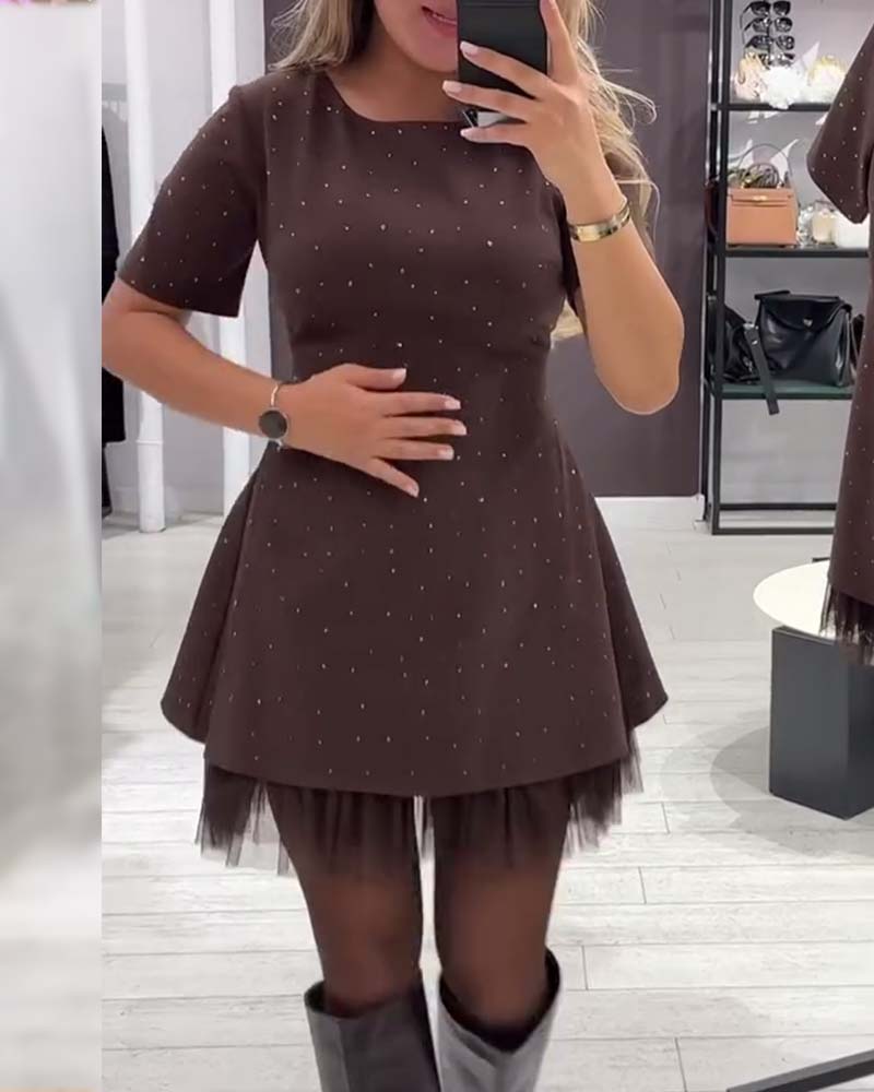 CHRISTEL | SPARKLE TULLE HEM MINI DRESS