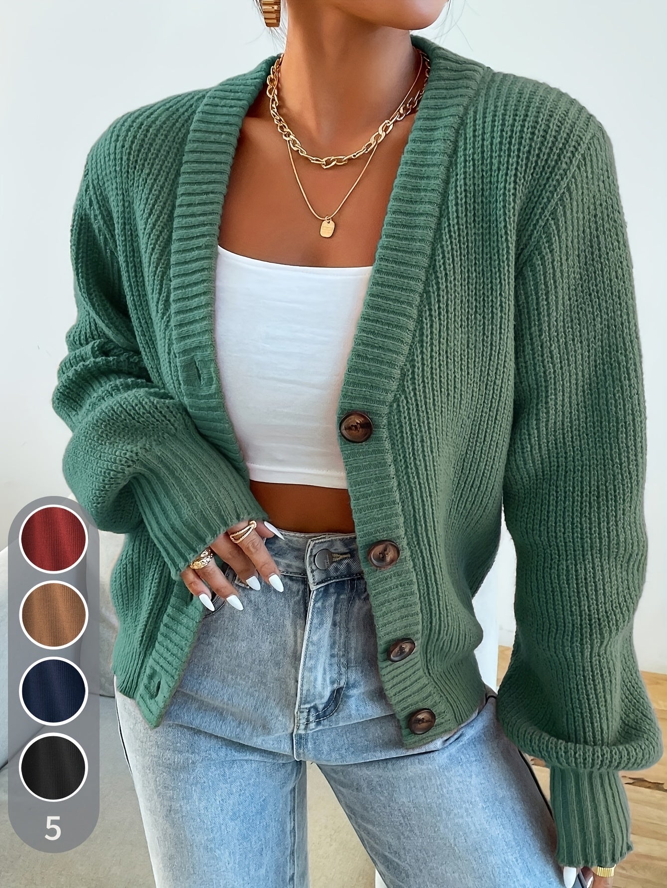 Winifred | Ontspannen Knopen-Voorkant Cardigan