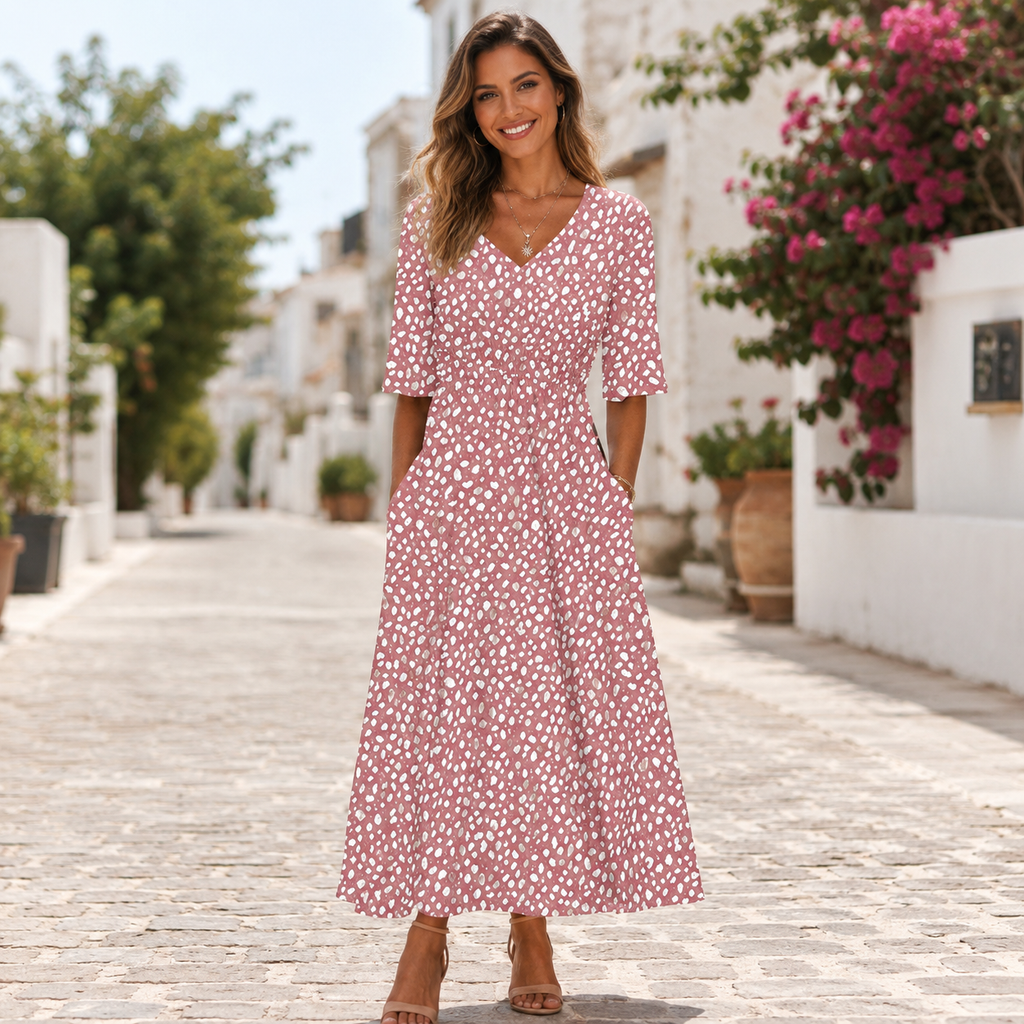Francesca | Elegante Midi Jurk met Modelleringseffect