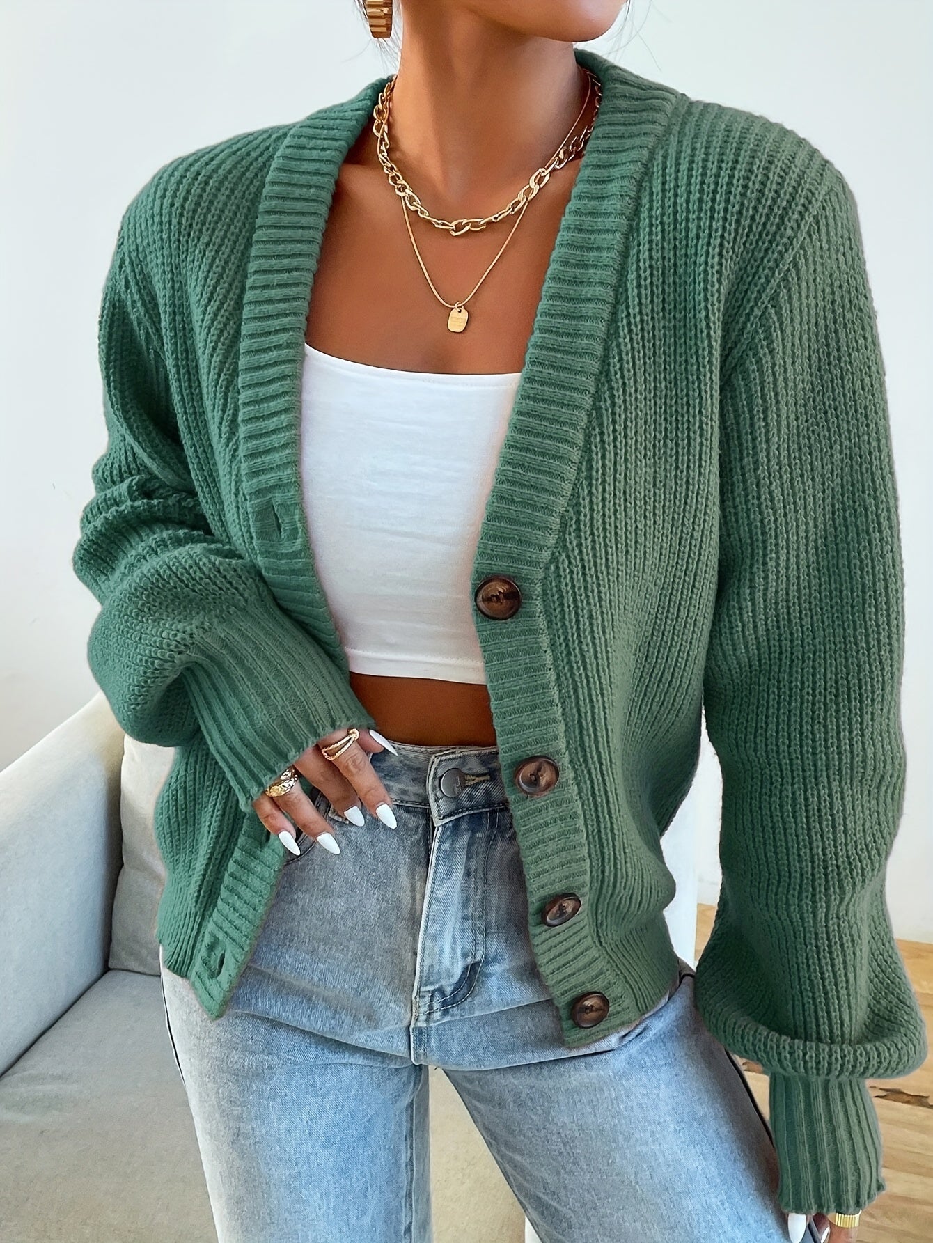 Winifred | Ontspannen Knopen-Voorkant Cardigan