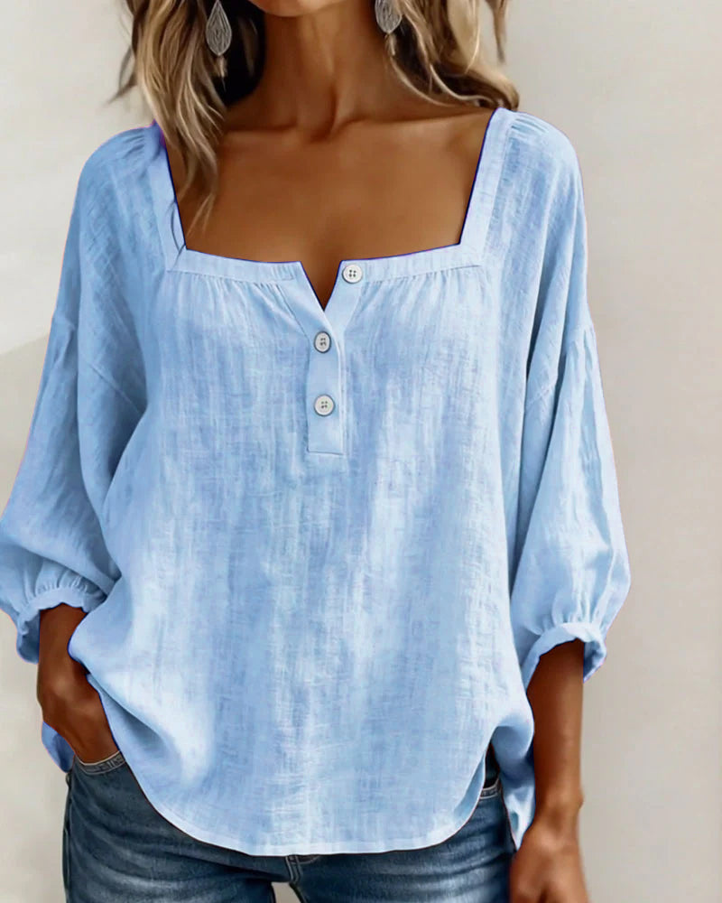 Florence | Ontspannen Blouse met Vierkante Hals