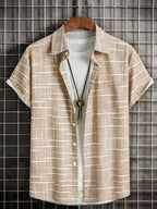 Weston | Textured Grid Korte Mouwen Shirt