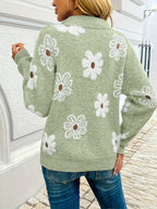 Marnie | Bloemen Halve-Zip Pullover Trui