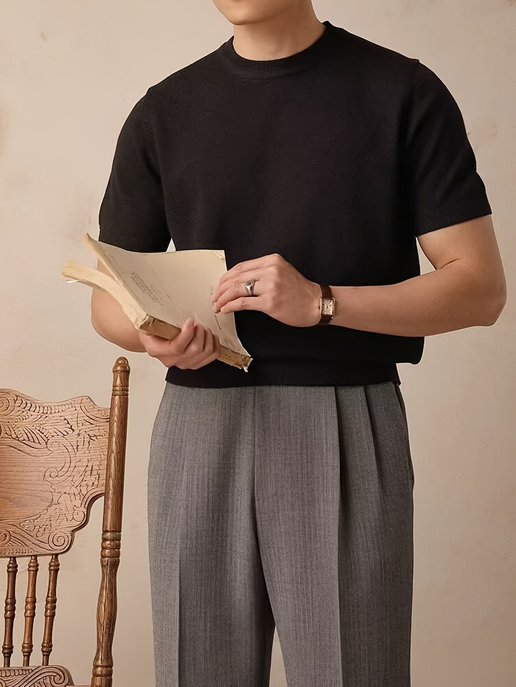 Emerson | Verfijnde Crew-Neck Korte Mouw Top