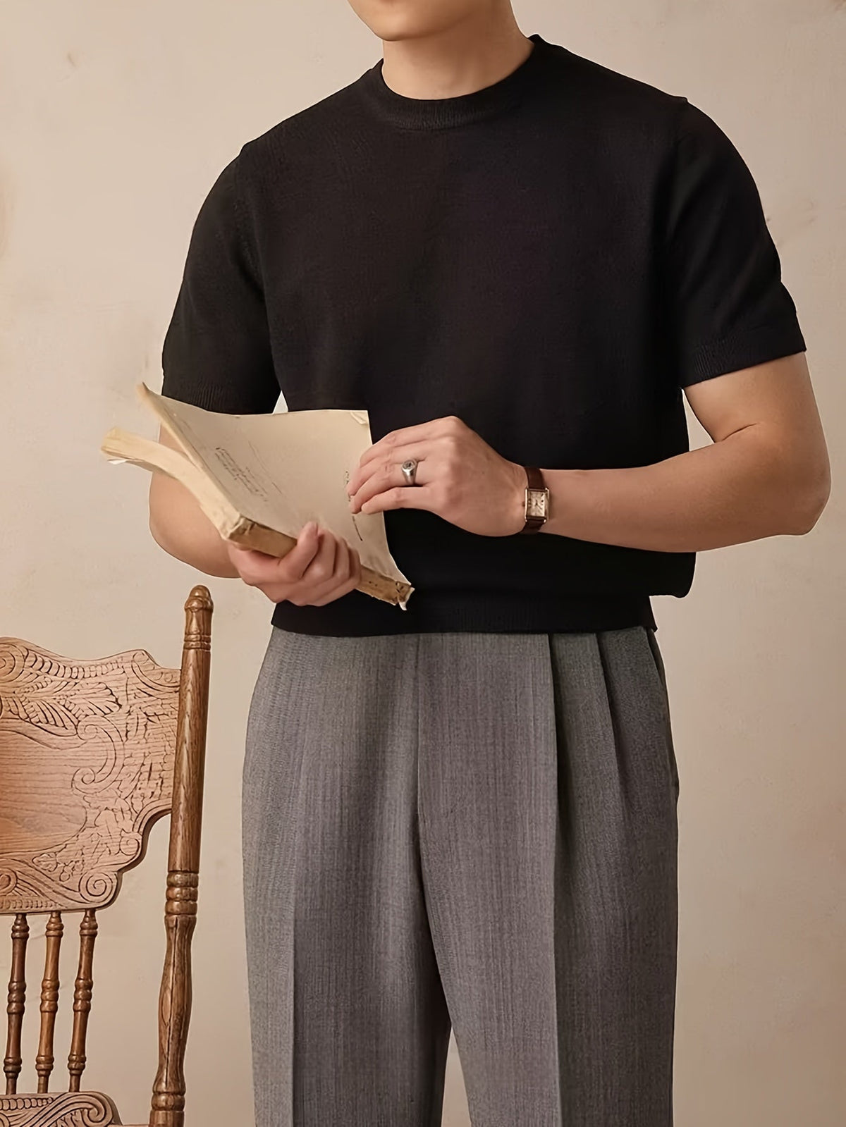 Emerson | Verfijnde Crew-Neck Korte Mouw Top