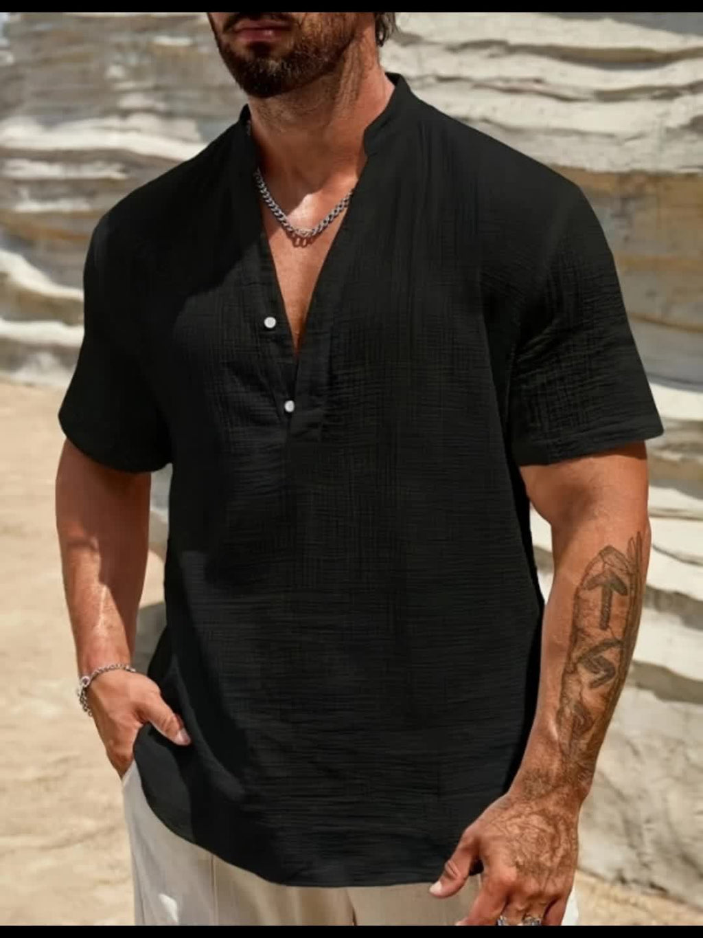 Adrian | Ontspannen Henley Shirt