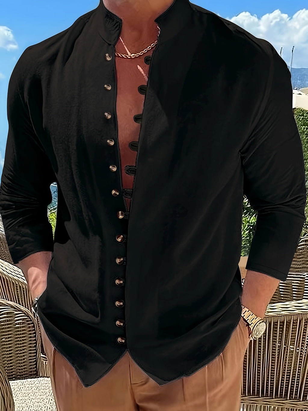 Grant | Ontspannen Staande Kraag Shirt