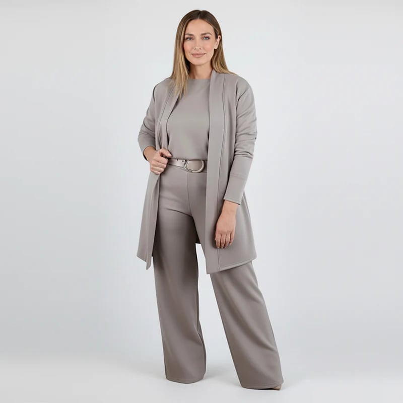 ROSEMARY | ELEGANTE DRIEDELIGE CARDIGAN, TOP & WIDE-LEG BROEKSET