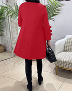 MEREDITH | RONDE HALS CUT-OUT MOUW SWING DRESS