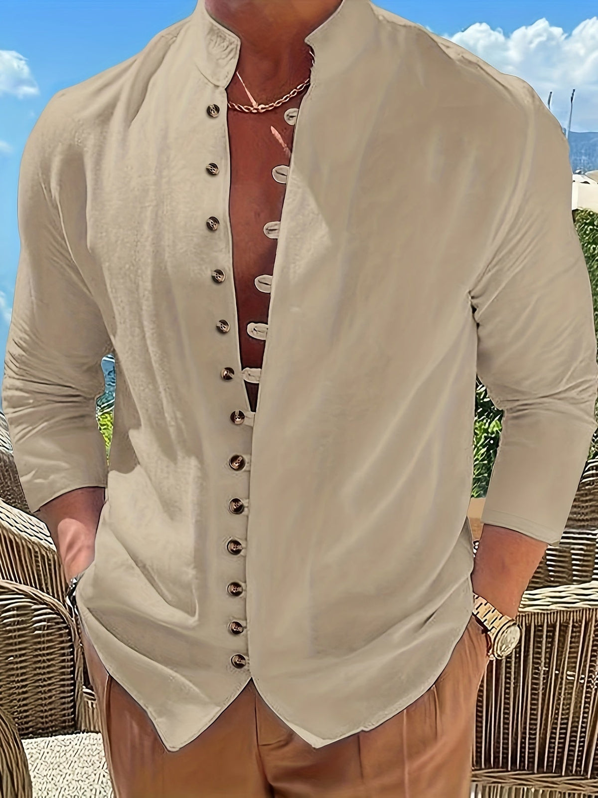 Grant | Ontspannen Staande Kraag Shirt