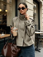 Margaux | Houndstooth Staande-Kraag Jas