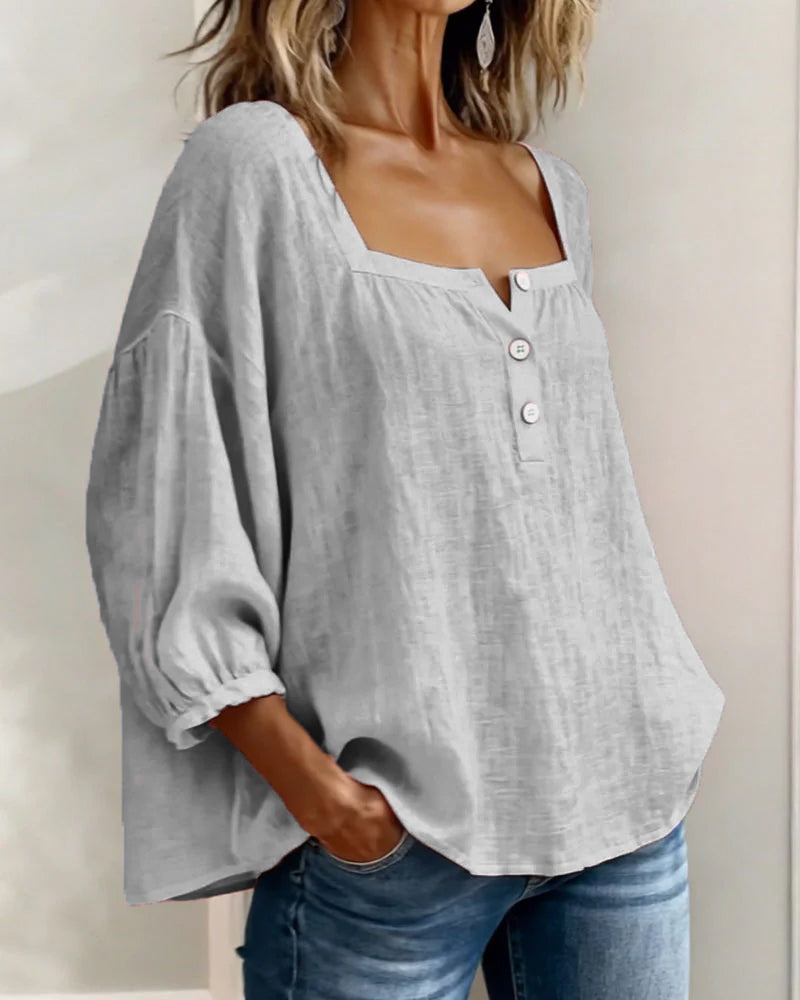 Florence | Ontspannen Blouse met Vierkante Hals