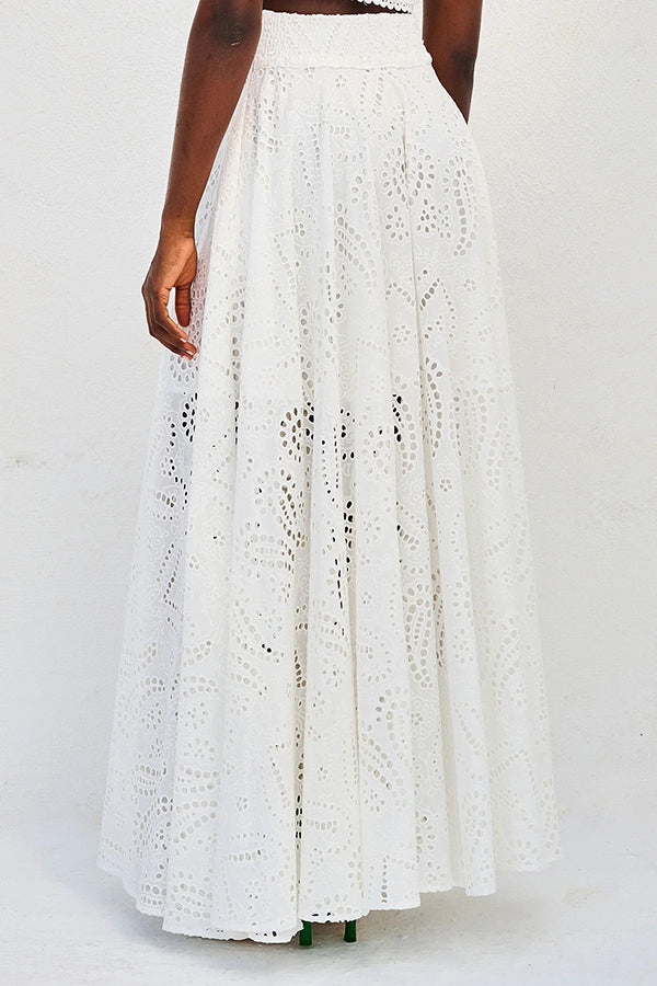 Larissa™ Geborduurd Top & Hoge Taille Maxi Rok Set