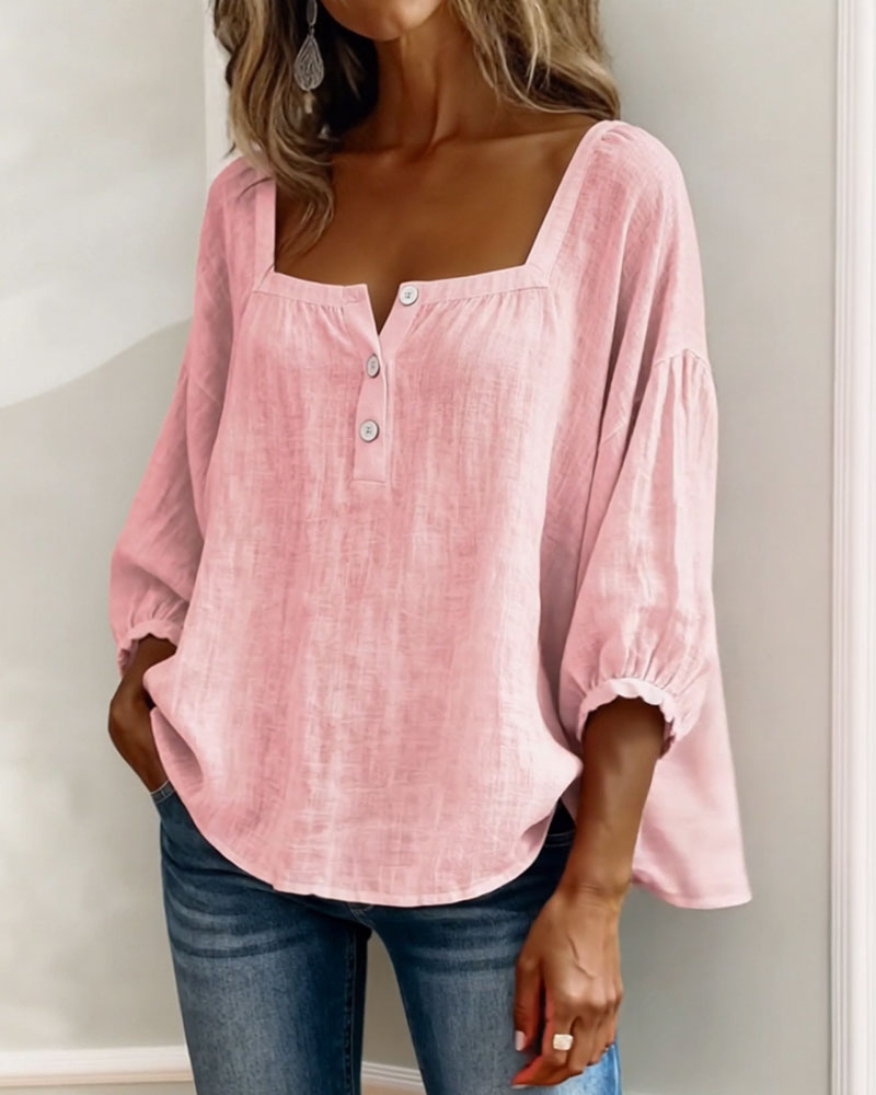 Florence | Ontspannen Blouse met Vierkante Hals
