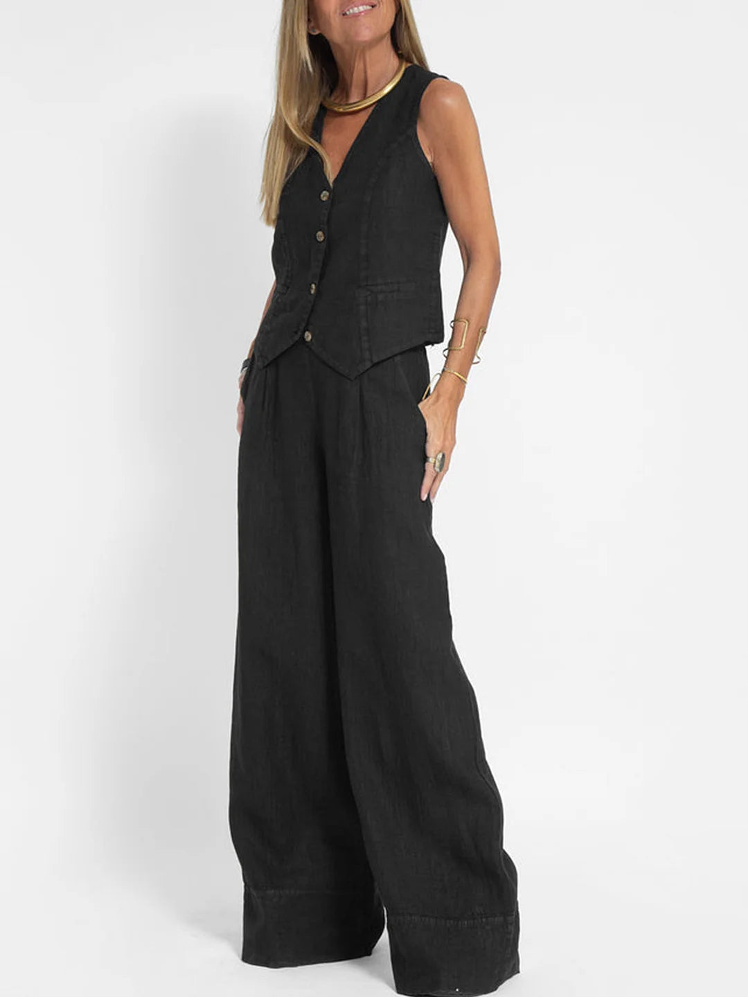 Lauren | Elegante Vest en Wijde Pantalon Set