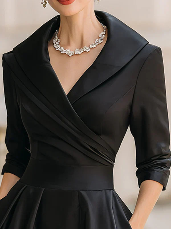 Gabriella | Elegante Wikkel Hals Midi Jurk