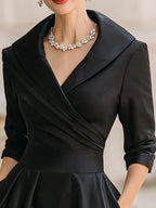 Gabriella | Elegante Wikkel Hals Midi Jurk