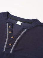 Maxwell | Getextureerde Knop-Hals T-shirt