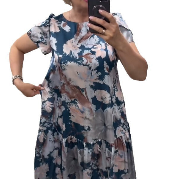 EVANGELINE | FLODALE MAXI JURK MET LAAGJES