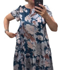 EVANGELINE | FLODALE MAXI JURK MET LAAGJES