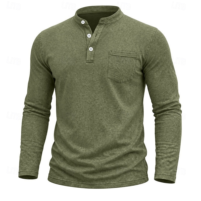 Landon | Klassieke Lange Mouwen Henley Shirt