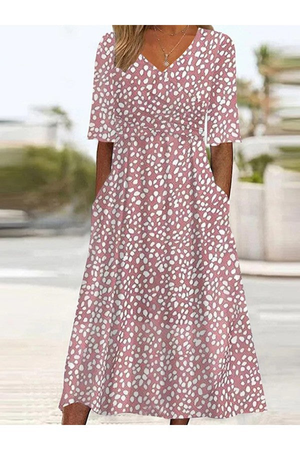 EVELYN | ELEGANTE POLKA DOT MIDI JURK DIE DE BUIK FLATTERT