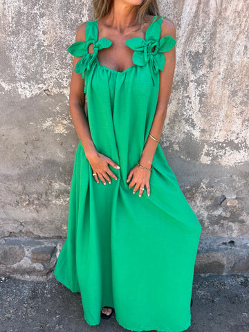 SYBIL | BOW STRAP U-NECK MAXI JURK