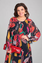 MARGOT | DUIDELIJKE FLORELE PRINT LANGEMOUW CHIFFON MIDI JURK