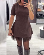 CHRISTEL | SPARKLE TULLE HEM MINI DRESS