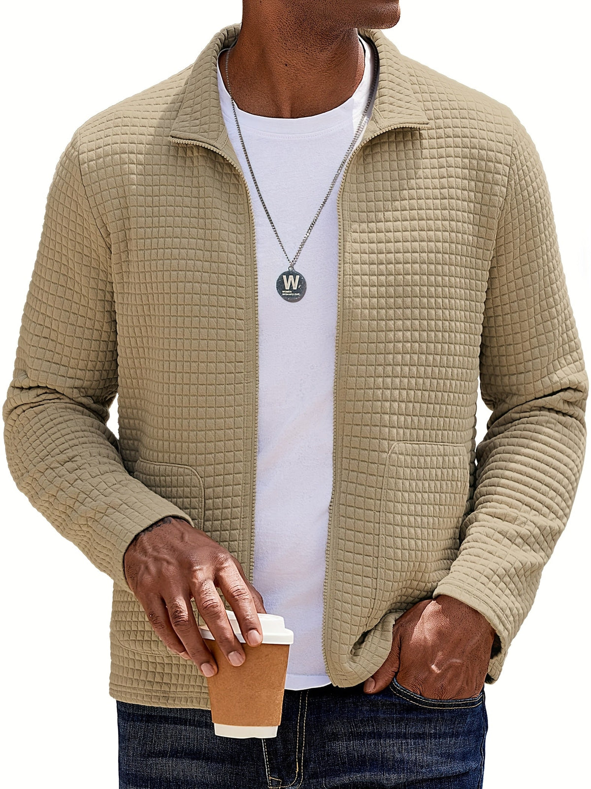 Nash | Textured Stand-Collar Zip-Up Jacket