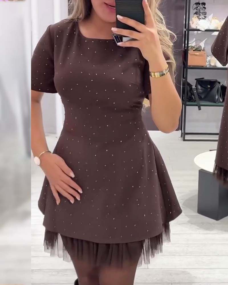 CHRISTEL | SPARKLE TULLE HEM MINI DRESS