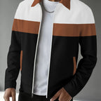 Caleb | Kleurblok Zip-Up Jas