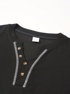 Maxwell | Getextureerde Knop-Hals T-shirt