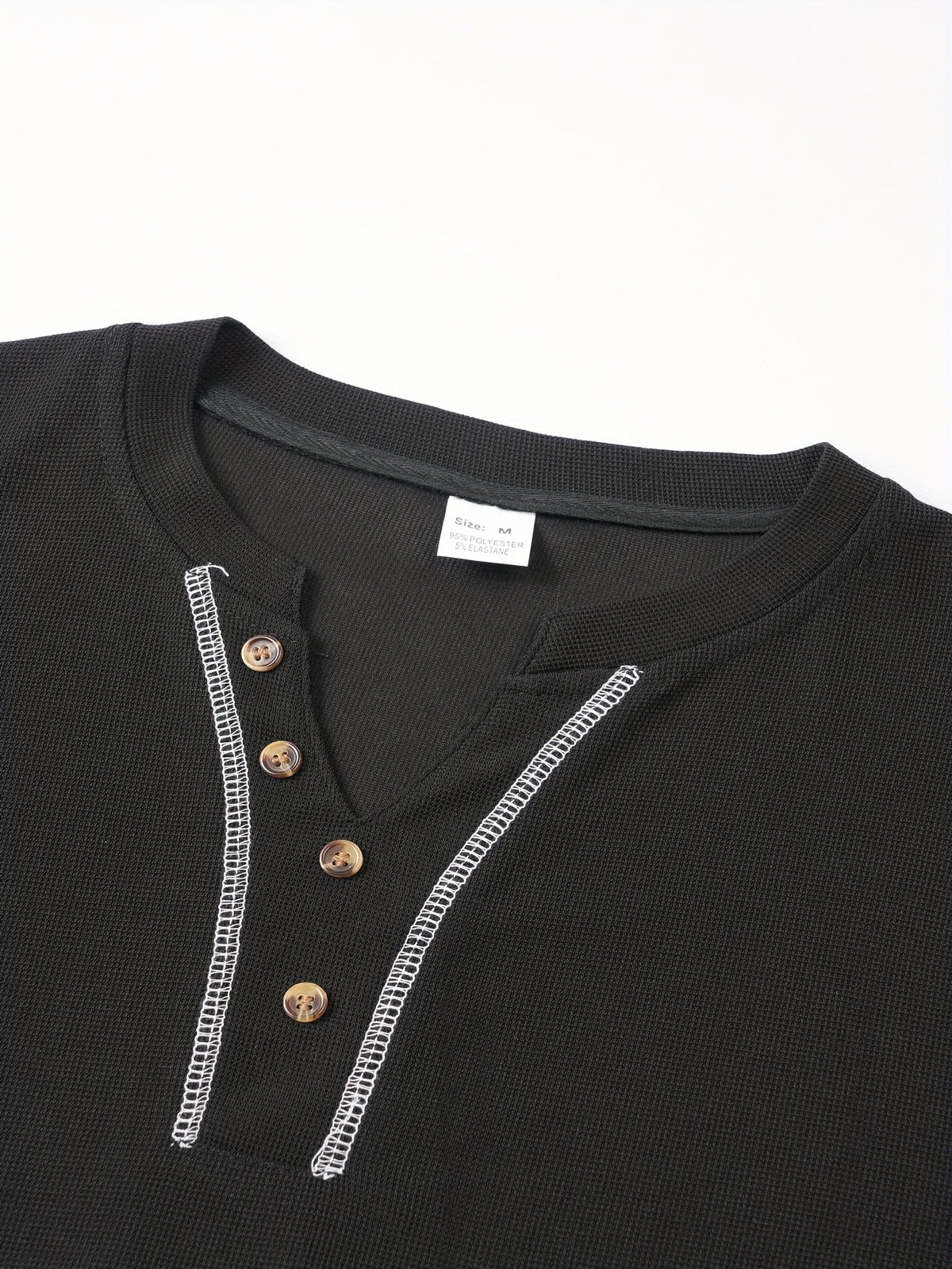 Maxwell | Getextureerde Knop-Hals T-shirt