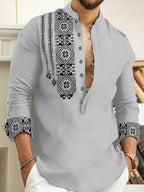 Rafael | Patroon Stand-Collar Henley Shirt
