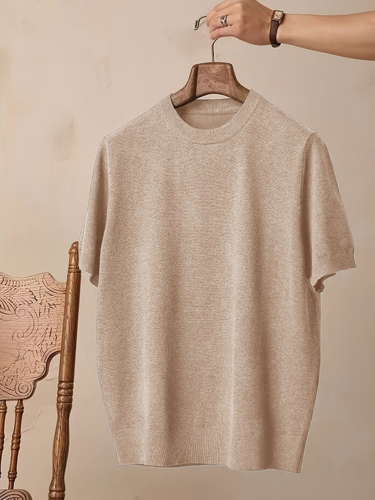 Emerson | Verfijnde Crew-Neck Korte Mouw Top