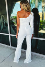 NADETTE | EEN-SCHOUDER RHINESTONE MESH PANEEL JUMPSUIT