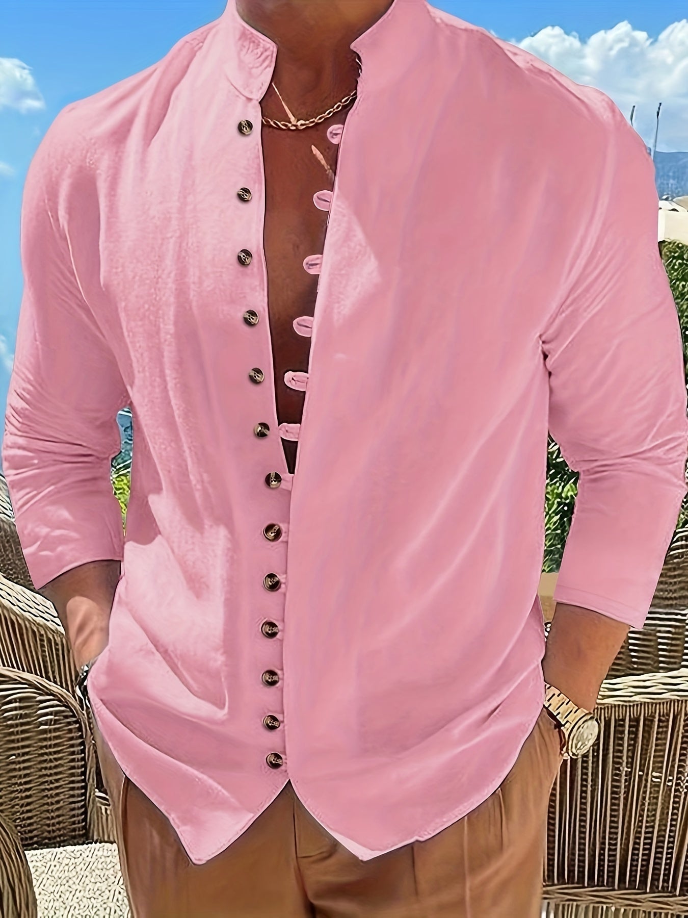 Grant | Ontspannen Staande Kraag Shirt