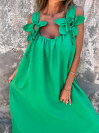 SYBIL | BOW STRAP U-NECK MAXI JURK