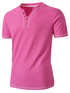 Maxwell | Getextureerde Knop-Hals T-shirt