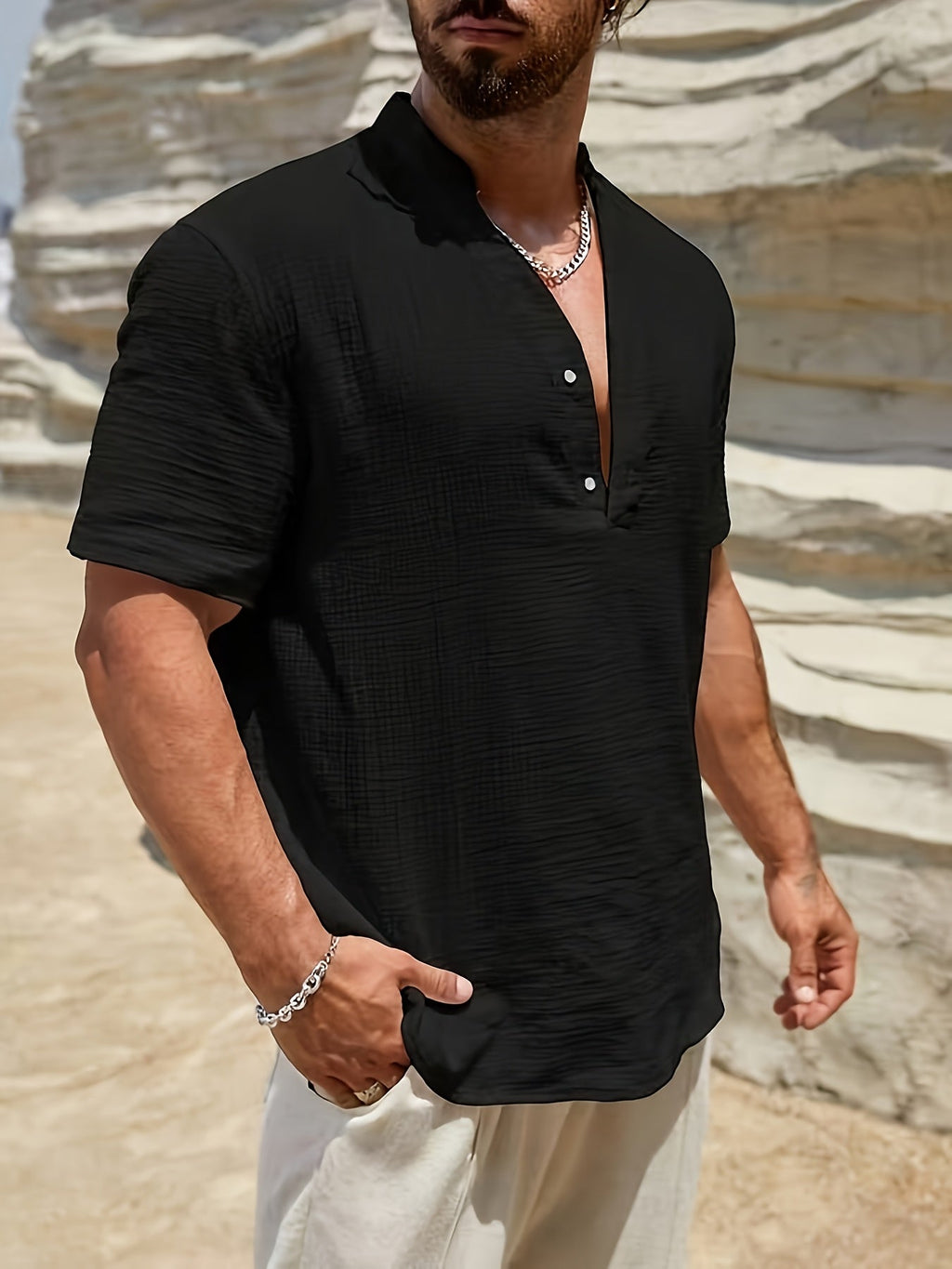 Adrian | Ontspannen Henley Shirt