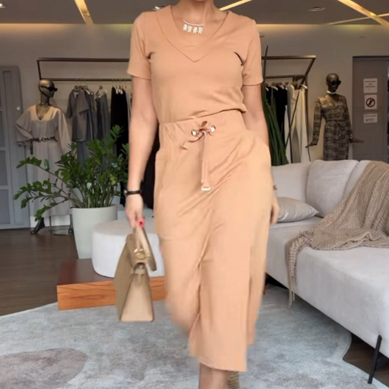 CECILY | V-HALS TOP & ROK SET