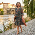 NOREEN | PAISLEY PRINT CHIFFON MIDI JURK MET BUIKBEDDEKKING