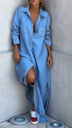 DINAH | LANGEMOUW LAPEL DENIM JURK