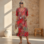 Natalie | Klassiek Patroon Midi Jurk
