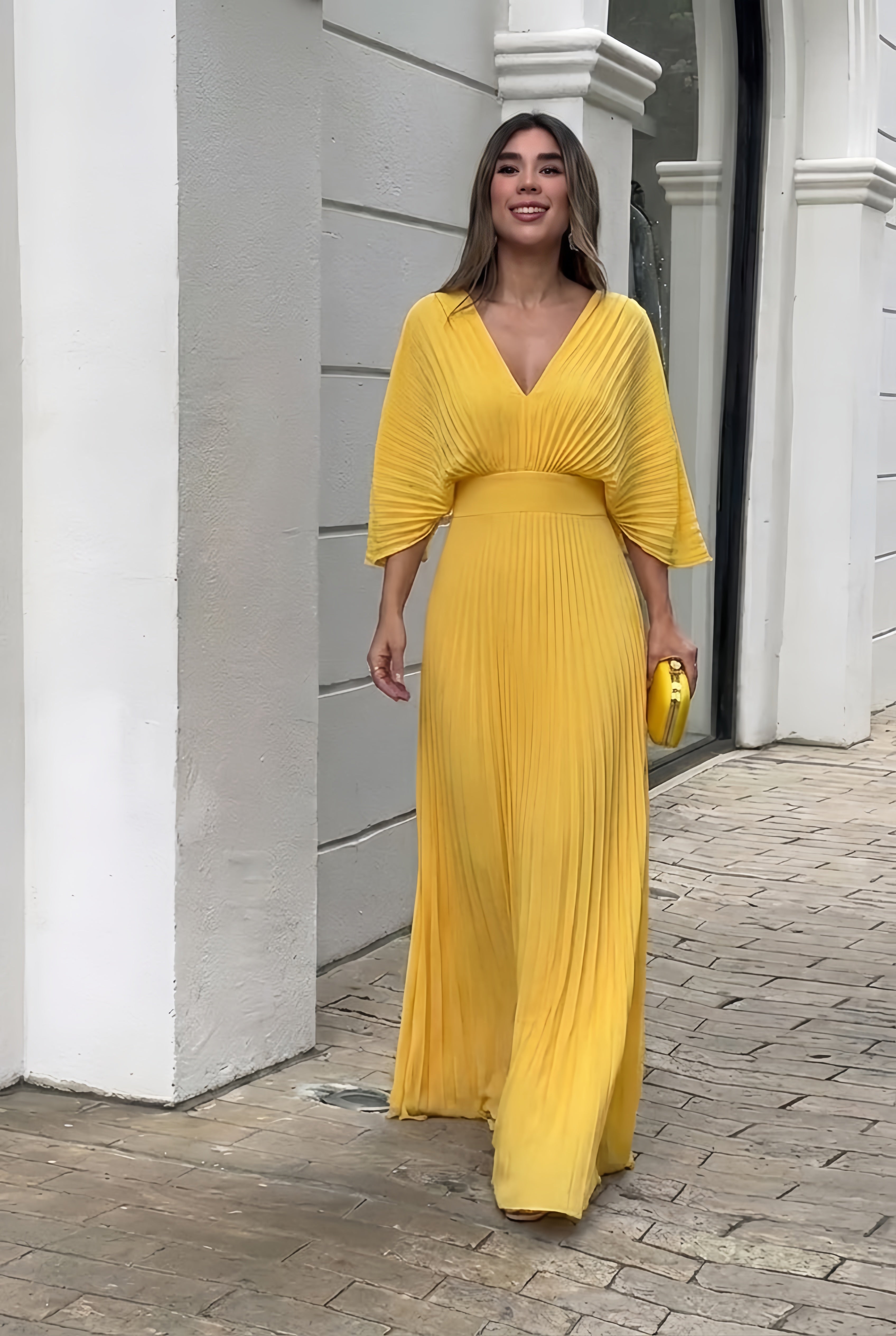 Eloise | Vloeiende Plissé Maxi Jurk