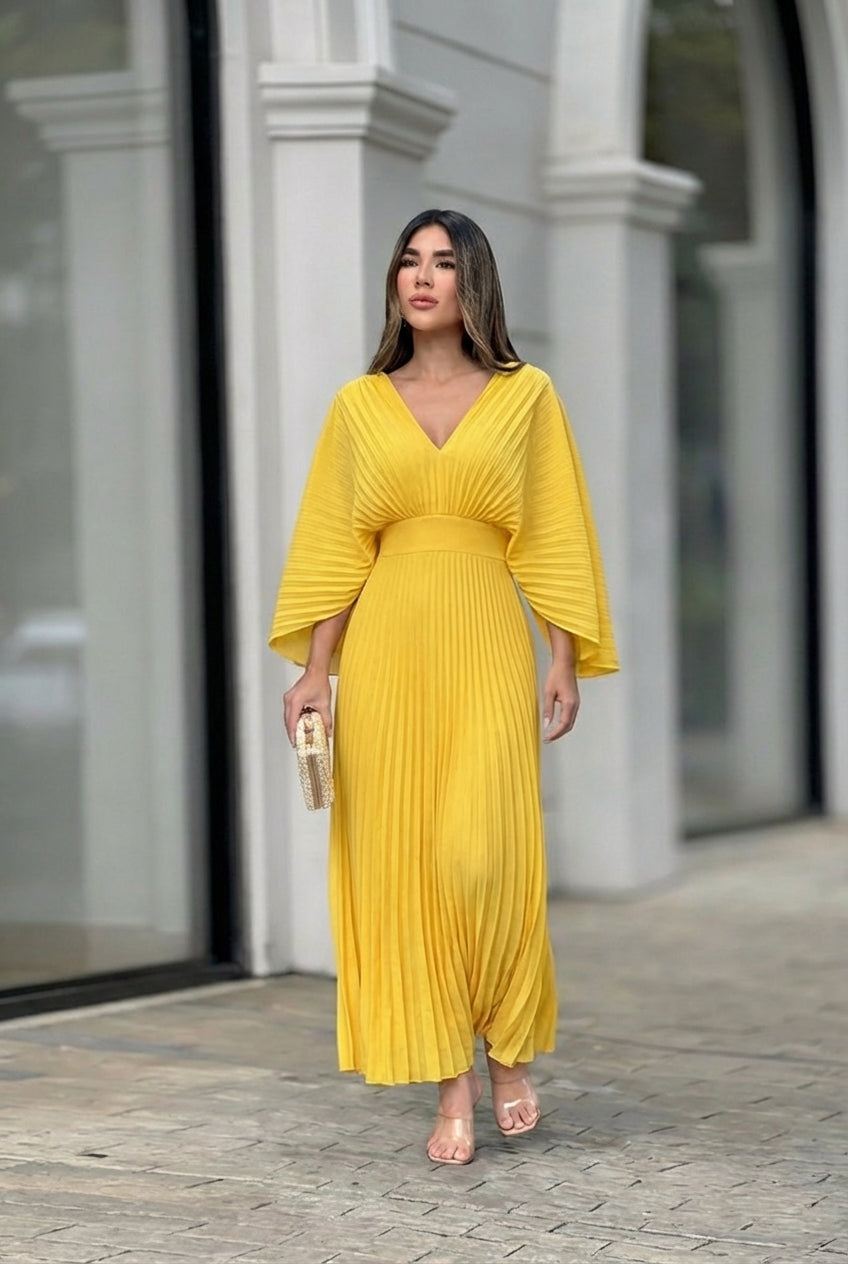 Stephanie™ Elegante Plissé Maxi-jurk