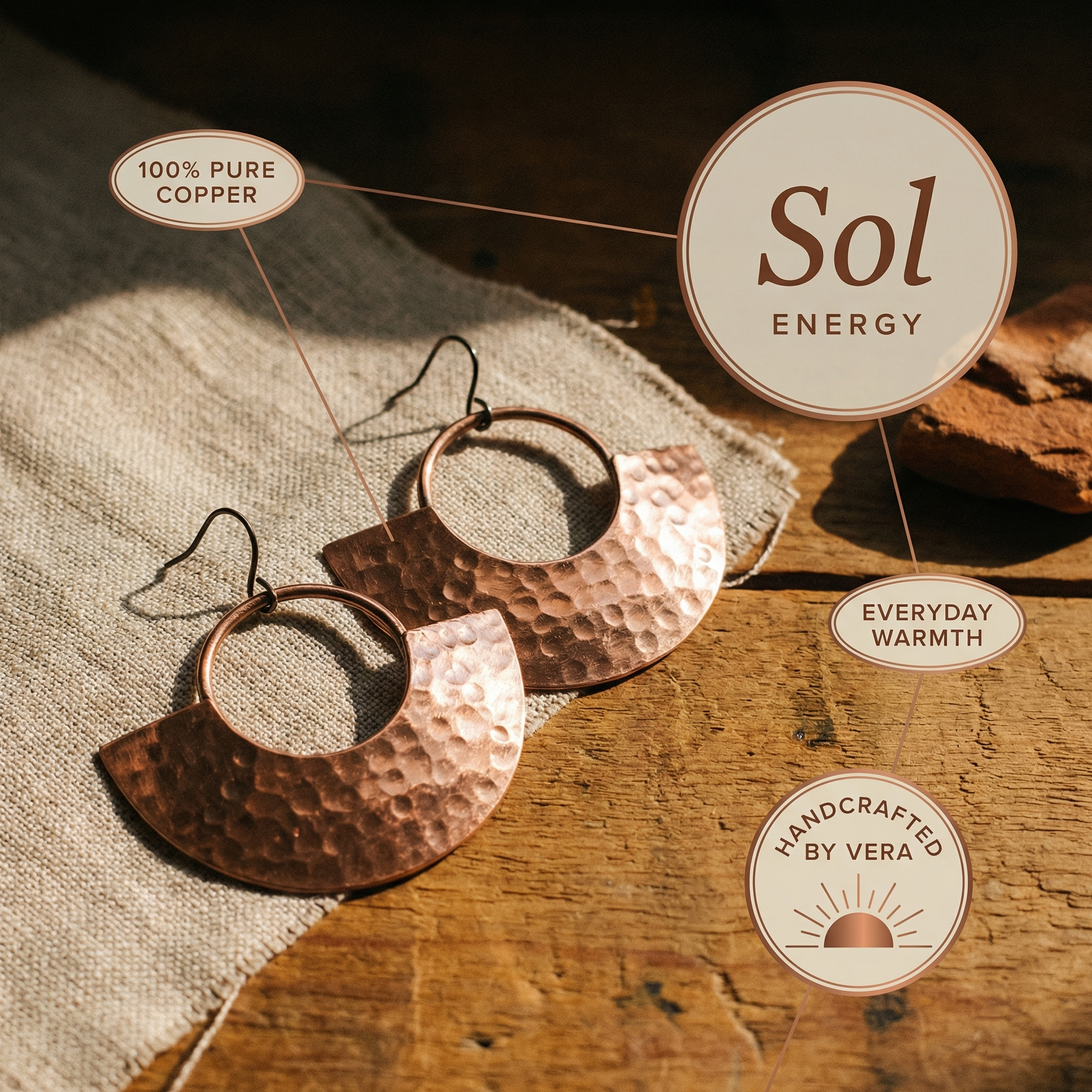 Vera's Sol Koper Oorbellen