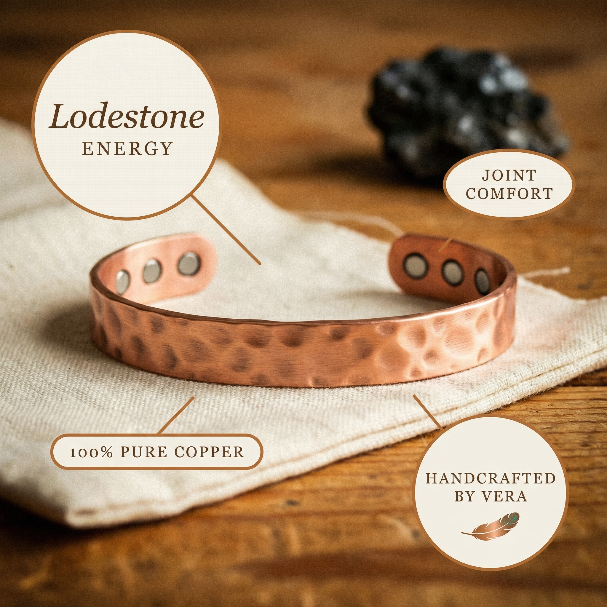 Vera's Lodestone Koperen Armband
